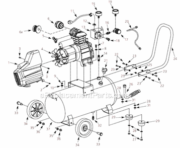 Page A Diagram and Parts List for HL4101 2006 Campbell Hausfeld Compressor